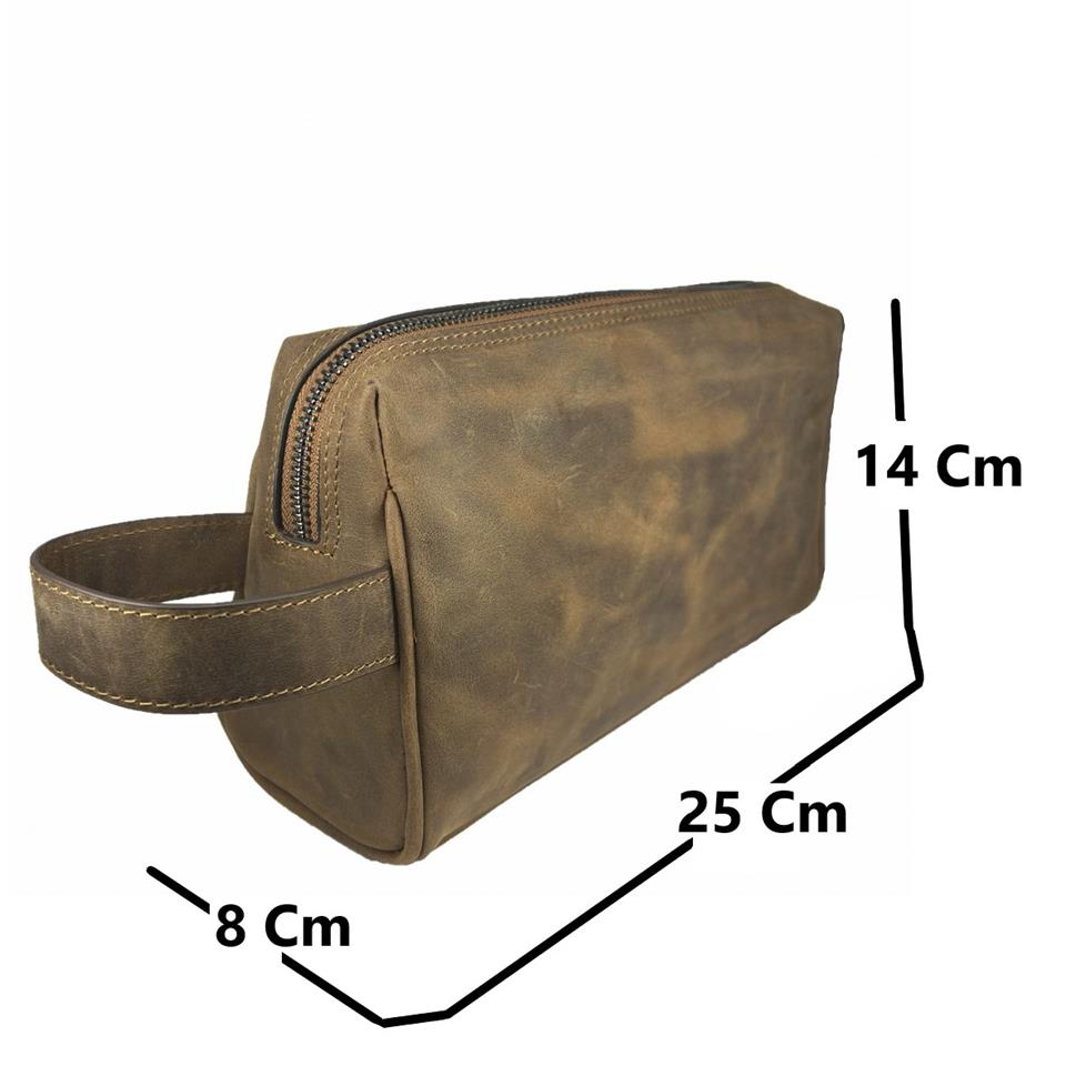 Hakiki Deri CA253 Dopp Kit El Çantası Tigon Taba Hakiki Deri CA253 Dopp Kit El Çantası Tigon Taba