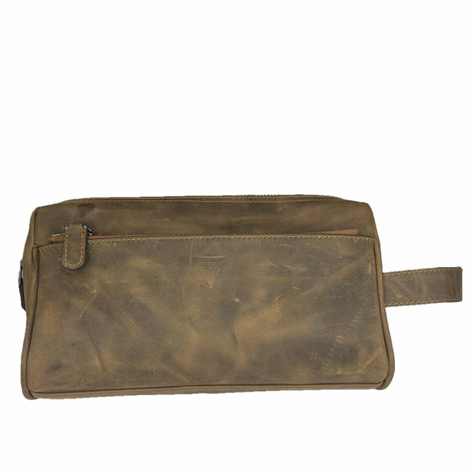 Hakiki Deri CA253 Dopp Kit El Çantası Tigon Taba Hakiki Deri CA253 Dopp Kit El Çantası Tigon Taba
