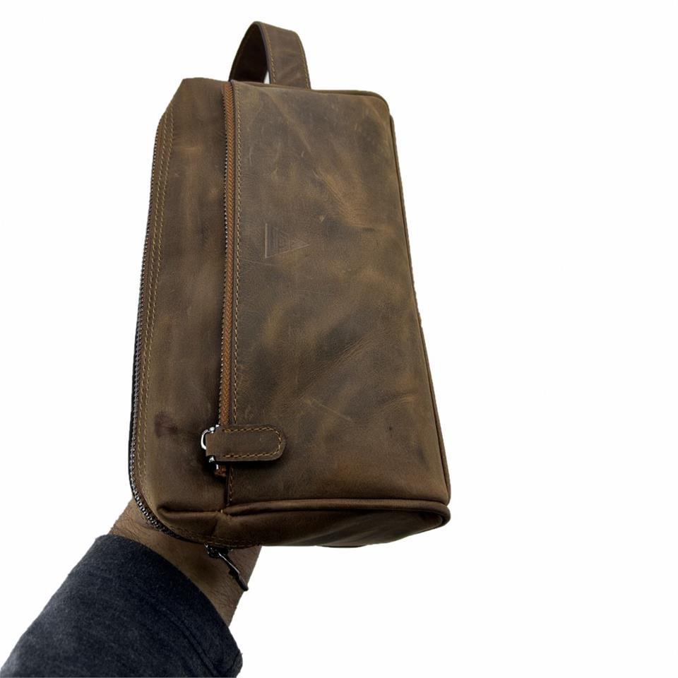 Hakiki Deri CA253 Dopp Kit El Çantası Tigon Taba Hakiki Deri CA253 Dopp Kit El Çantası Tigon Taba