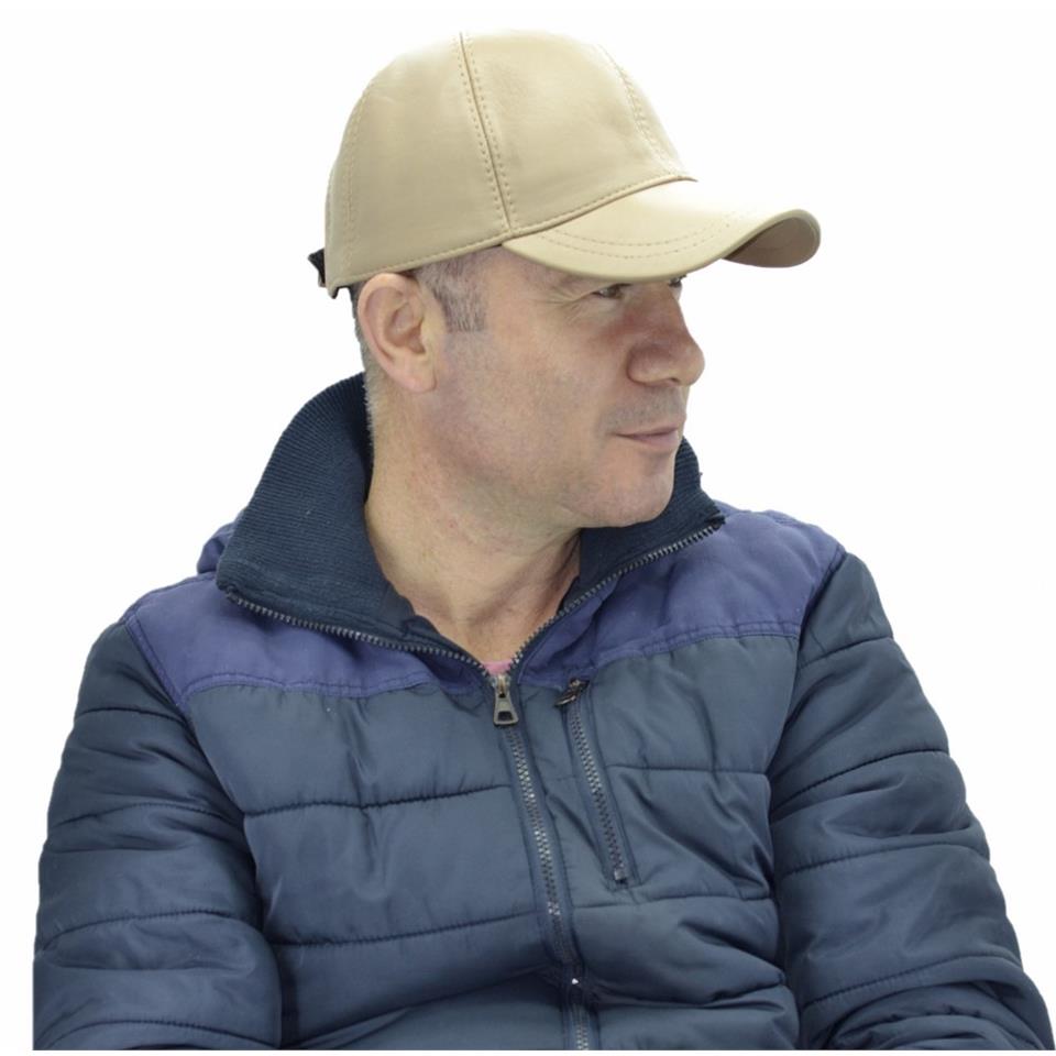 Ayarlanabilir Deri Şapka Bej Ayarlanabilir Deri Şapka Bej