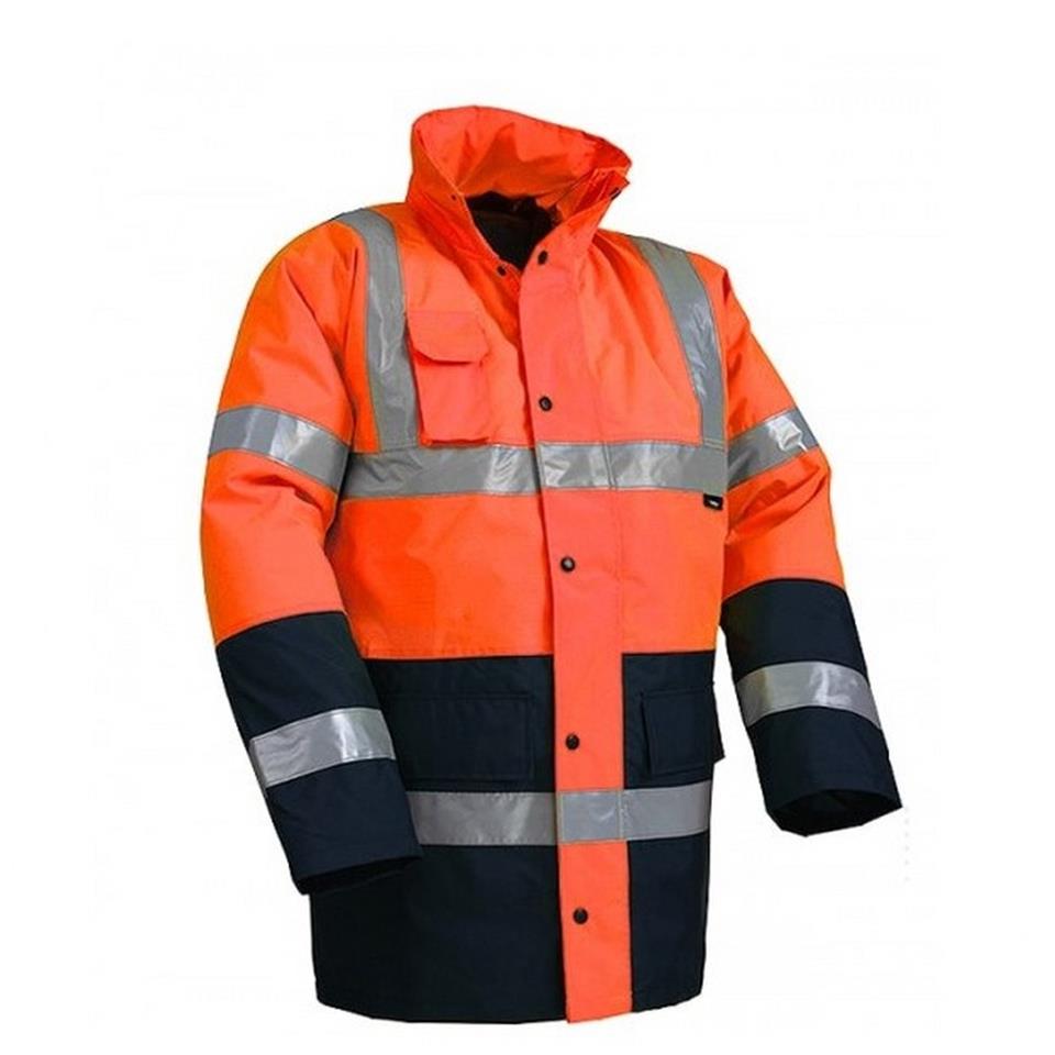 Reflektörlü 300D Oxford Çift Renk Parka Yağmurluk Turuncu Reflektörlü 300D Oxford Çift Renk Parka Yağmurluk Turuncu